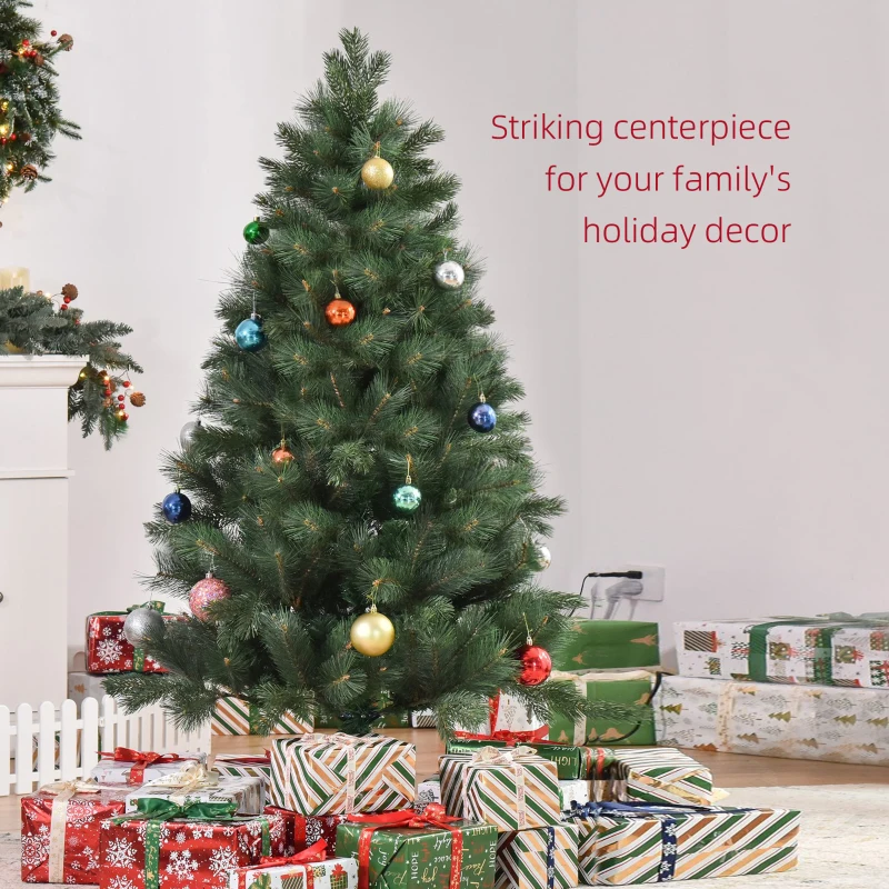 HOMCOM 6 FT Christmas Tree Artificial Pine Tree Christmas Decoration 375 Branches Green