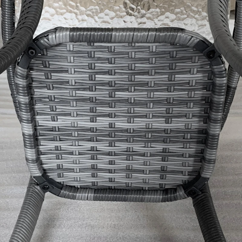 Outsunny Outdoor Coffee Table with Storage Shelf, Hand-Woven Wicker Side Table with Water-Ripple Glass Top, Mix Gray