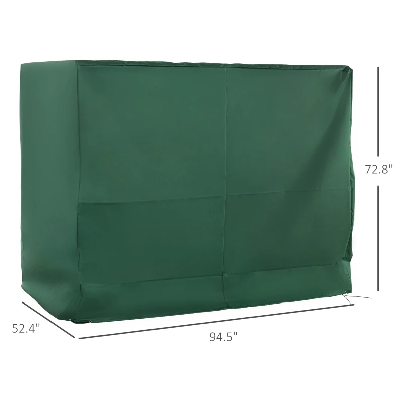 Outsunny 600D Oxford 3-Seater Patio Swing Cover Outdoor Swing Chair Cover Rain Protection Waterproof Anti-UV, Dark Green