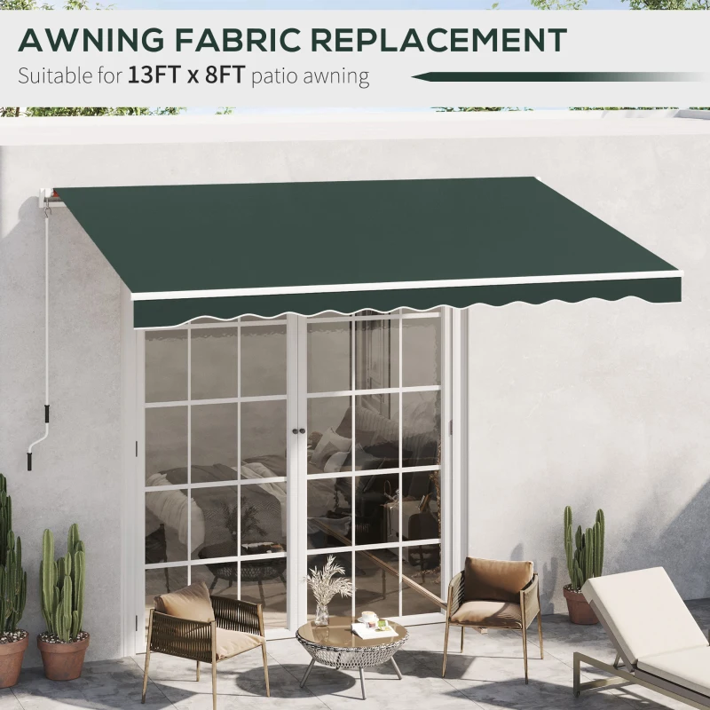 Outsunny Retractable Awning Fabric Replacement for 13' x 8' 840-151, Green
