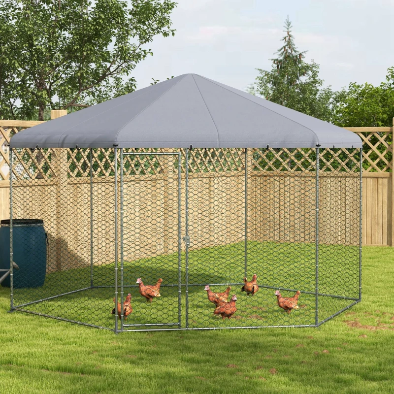 PawHut 13.1 ft x 11.4 ft Chicken Coop for 10-15 Chickens, Ducks, Rabbits