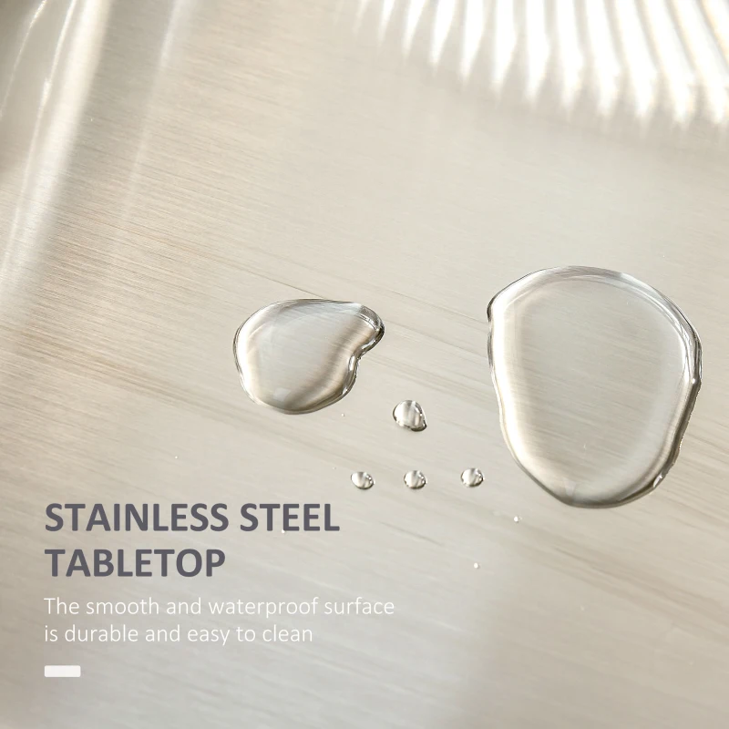 HOMCOM Kitchen Island with Wheels, Rolling Kitchen Island with Storage, Stainless Steel Countertop for Dining Room, Deep Blue