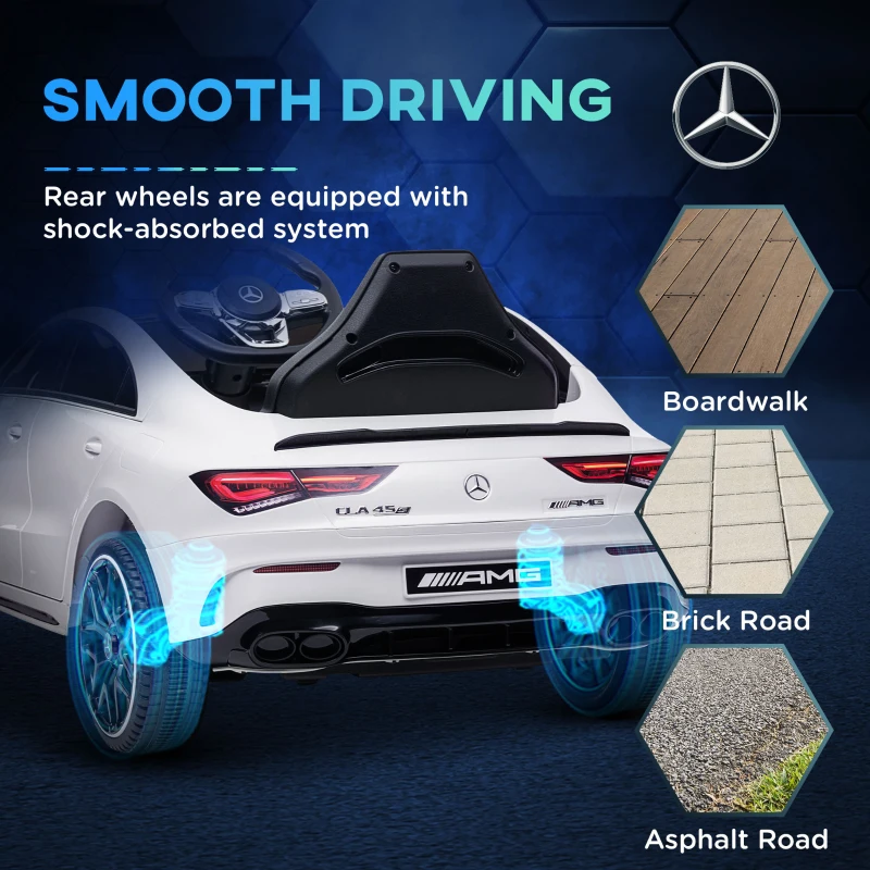 Qaba Mercedes-Benz AMG Licensed 12V Ride on Car, Kids Electric Car with Remote Control, Spring Suspension, LED Lights, White