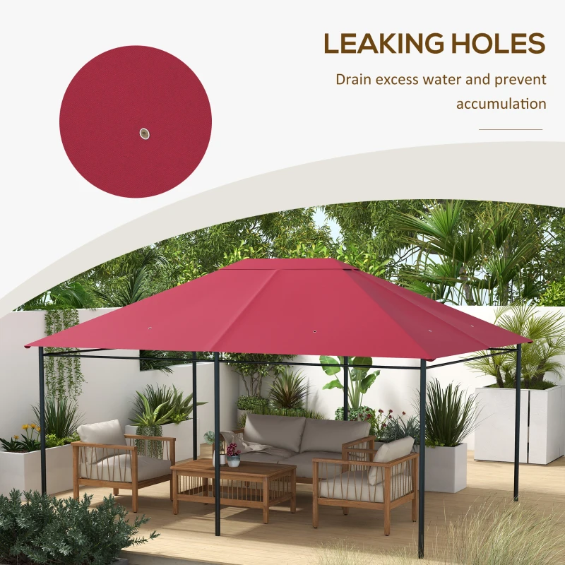 Outsunny 10' x 13' Gazebo Replacement Canopy Cover, Gazebo Roof Replacement (TOP COVER ONLY), Wine Red