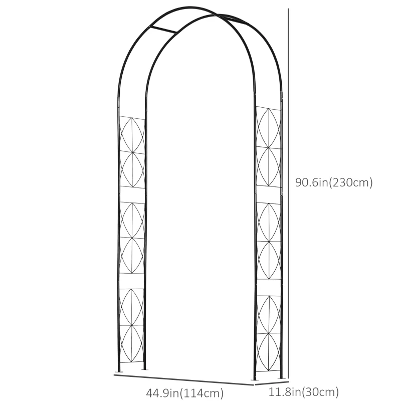 Outsunny Vintage Style Garden Arch, 7.5FT Patio Outdoor Arbor Metal Trellis Support For Vines, Climbing Plants Decoration, Black