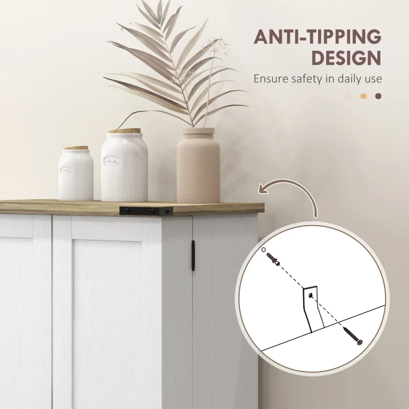 HOMCOM Farmhouse Kitchen Pantry Storage Cabinet, Kitchen Pantry Cabinet with Doors and Adjustable Shelves, Cream White