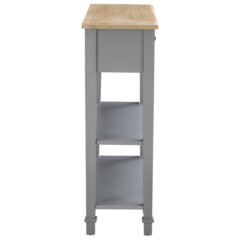 HOMCOM Modern Style Sofa Console Entry Hallway Table with Drawer and Shelves, Sturdy Build, and Large Storage, Grey
