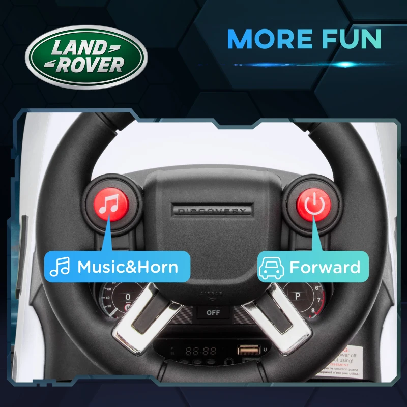 Qaba 2 in 1 Land Rover Licensed 6V Ride on Car Sliding Car Battery Powered Electric Car w/ Headlights Music Horn, White