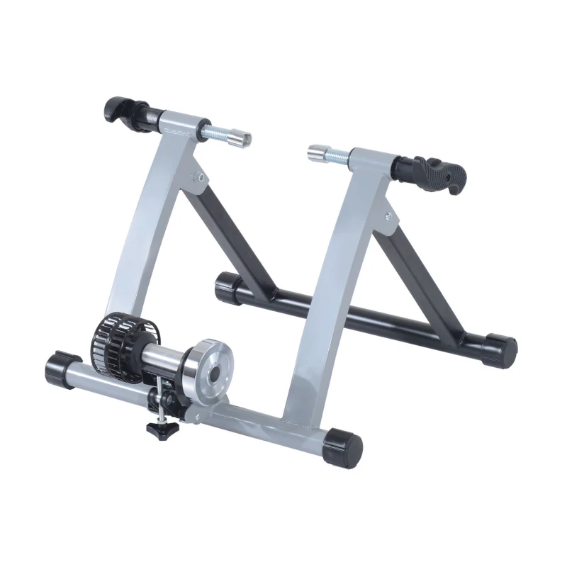 Soozier Foldable Indoor Bike Trainer, Stationary Bicycle Stand for Indoor Cycling Riding Exercise, 26-28" & 700C Wheels, Silver