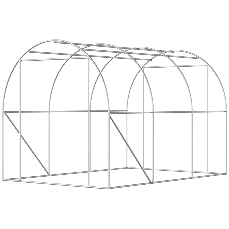 Outsunny 116.25" x 78.75" x 78.75" Walk-in Tunnel Greenhouse, Mesh Windows, Bottom Vents, Zippered Door, PE Cover, Heavy Duty Steel Frame, White