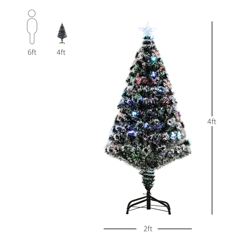 HOMCOM 4ft Pre-Lit LED Optical Fiber Christmas Tree Artificial Seasonal Decor
