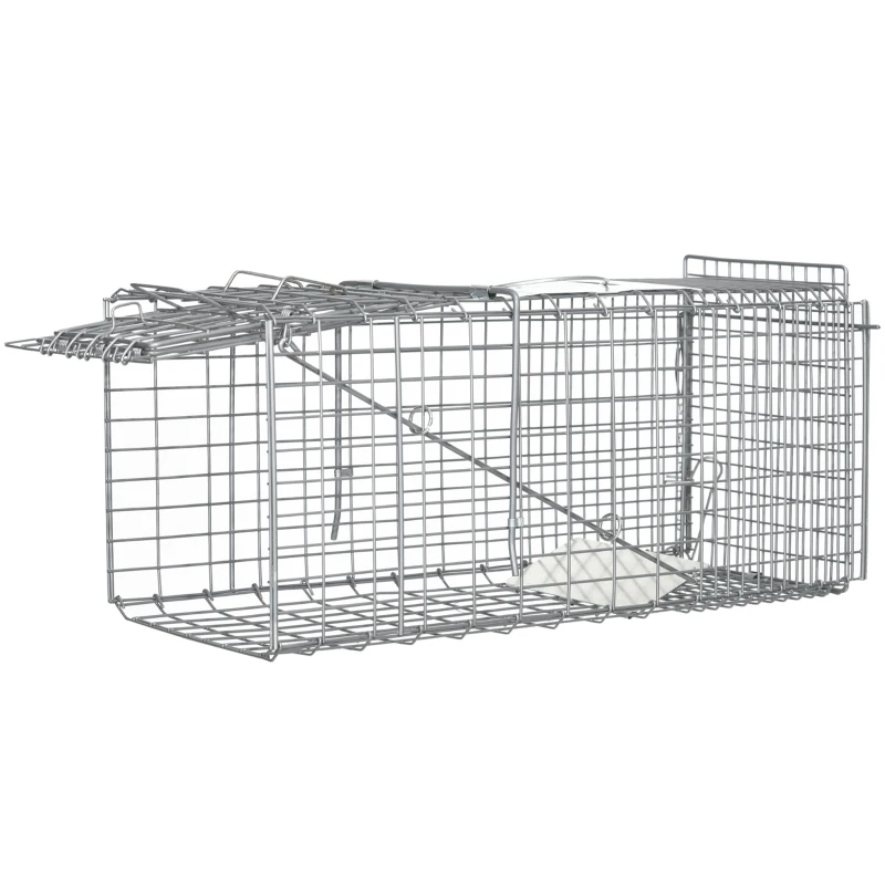 Outsunny One-Door Live Animal Trap, Animal-Friendly Humane Catch & Release Steel Cage for Rats, Mice, 26" x 9.4" x 12"
