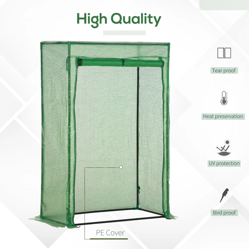 Outsunny Outdoor Steel Walk-in Garden Greenhouse Plant Warm House w/ Roll up Door, PVC Cover, 40"L x 20"W x 59"H, Green