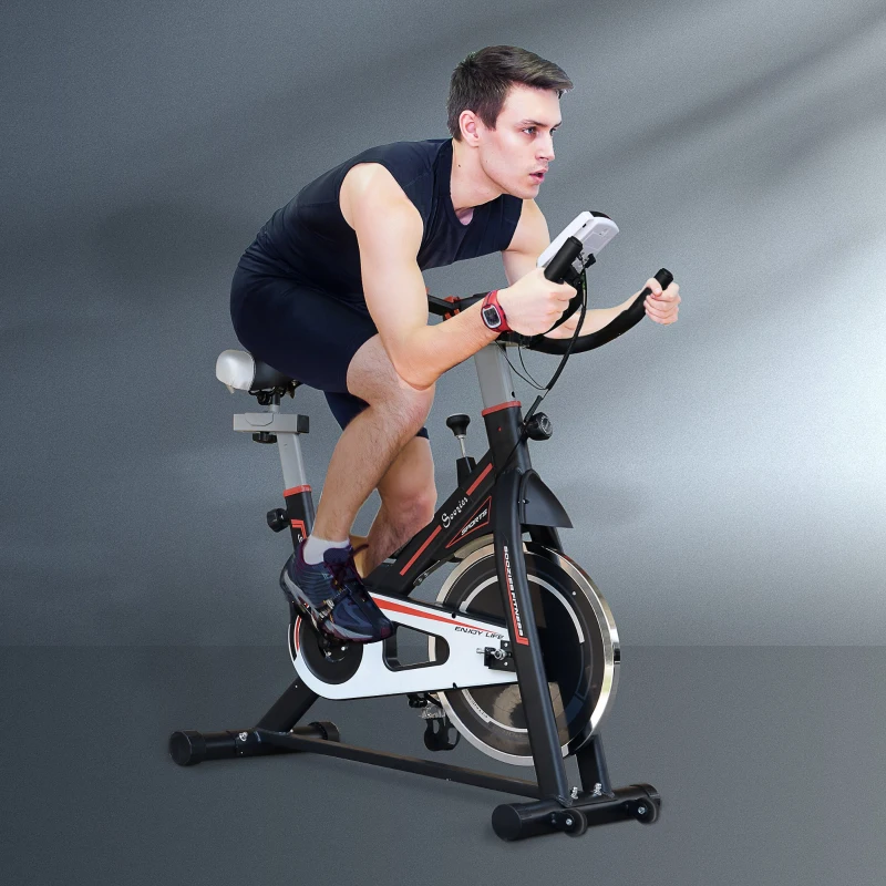 Soozier Upright Stationary Exercise Bike, Cardio Workout Training Bicycle w/ Adjustable Resistance LCD Monitor, Black