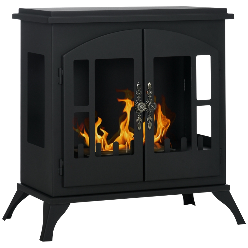 HOMCOM Freestanding Ethanol Fireplace Bioethanol Fireplace Stove, 0.25 Gal Max 269 Sq. Ft., Burns up to 3 Hours, Black