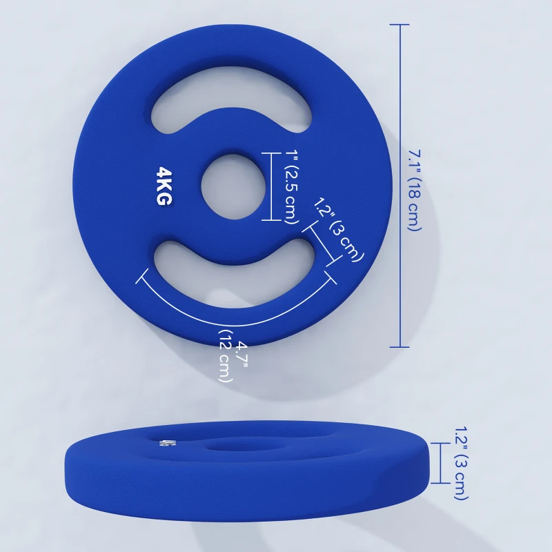 Soozier 2 x 8.8lbs Standard Weight Plates with Easy-Grip Handles, 1" Holes, for Home, Gym, Weight Lifting and Strength Training