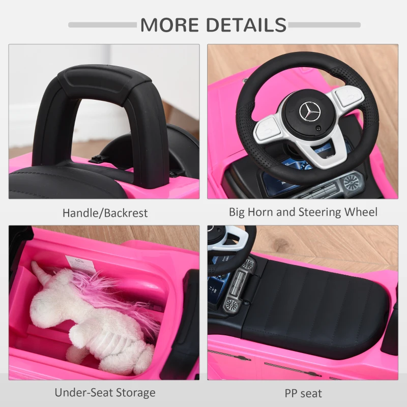 Aosom Compatible Baby Toddler Push Car Foot-to-Floor Ride-On Wheel Mercedes-Benz G350 Licensed Pink