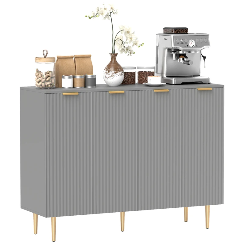 HOMCOM Modern Kitchen Storage Cabinet, Sideboard Buffet Cabinet with Adjustable Shelves for Kitchen Hallway, Grey