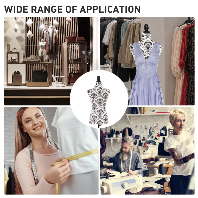 HOMCOM Adjustable Female Dress Form Fashion Mannequin Torso Clothes Display Dressmaker Stand with Base