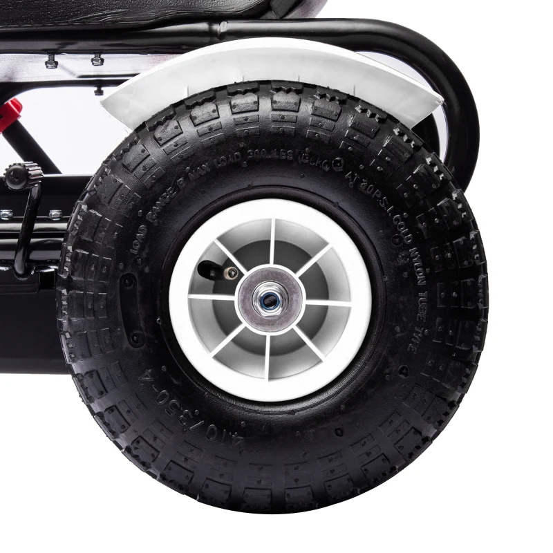 Aosom Pedal Go Kart for Kids, Pedal Car with Adjustable Bucket, Handbrake, 4 Rubber Wheels Powered Ride, White