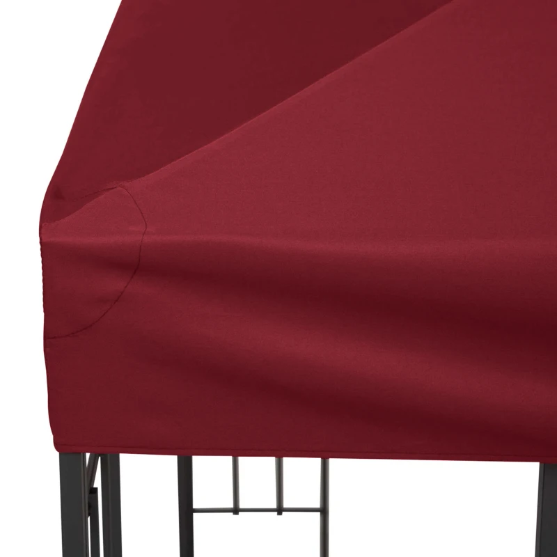 Outsunny 10' x 10' Square 2-Tier Gazebo Canopy Replacement Top Cover Outdoor Garden Sun Shade, Wine Red