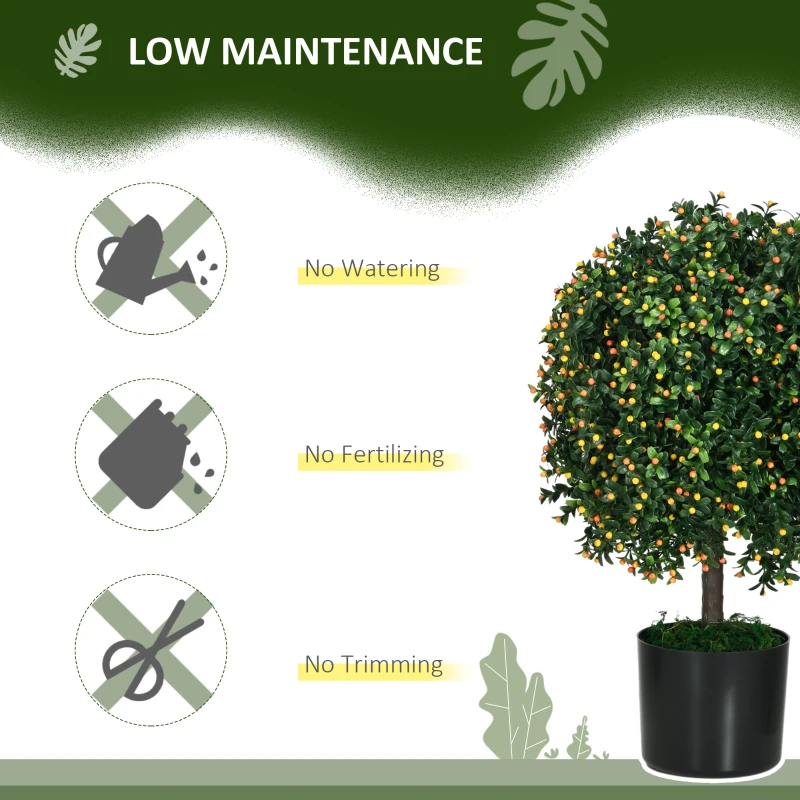 HOMCOM 2 Pack Artificial Tree Boxwood Topiary with Fruits, 20.75", Orange
