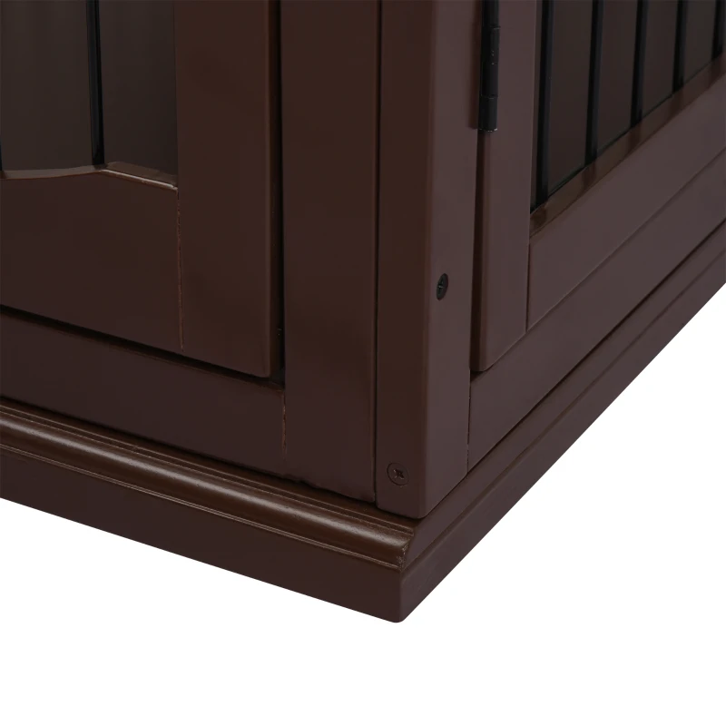 PawHut 26" Wooden Dog Cage with Double Door Entrance & Simple Modern Design, Brown