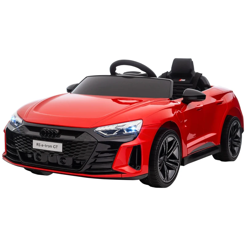 Aosom Electric Car for Kids, 12V Licensed Audi RS E-tron GT 3.1 MPH Kids Ride on Car, Ride-on Toy with Remote Control, 4 Suspension Wheels, Horn, Music, Lights, for Boys and Girls, Red(m-11)
