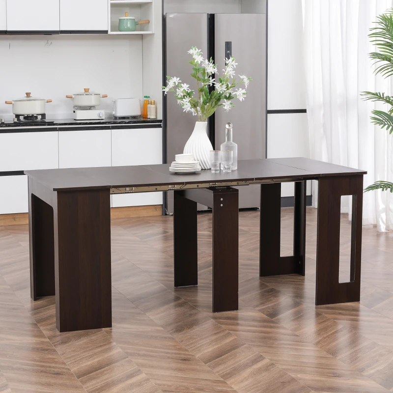 HOMCOM Extendable Dining Table, Expandable Kitchen Table for Small Spaces, Seats up to 6 People, Dark Brown