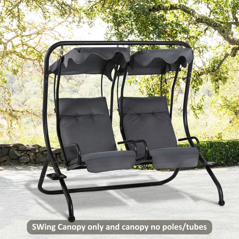 Outsunny 84A-052 Series 2-Seater Swing Canopy Replacement Top Cover, Gray