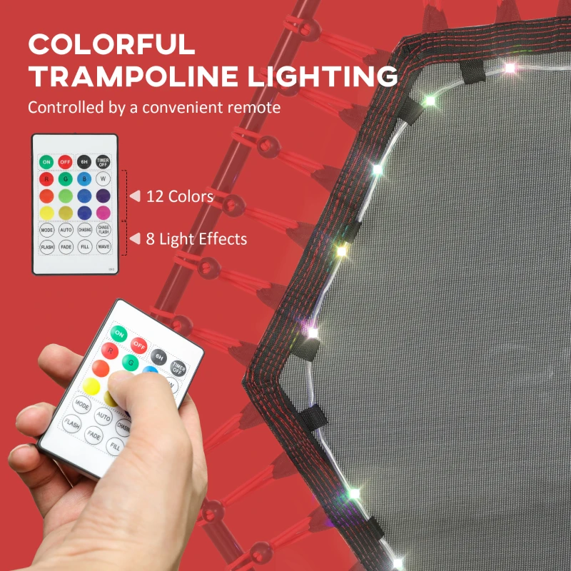 Soozier 45" Rebounder Trampoline for Adult, Quiet Bungee Rebounder with LED Lights and Adjustable Handle, Red