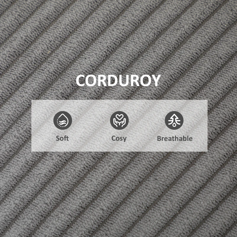 HOMCOM Corduroy Accent Chair Armchair with Wide Seat and Soft Padded Armrests for Reading, Bedroom, Dark Grey