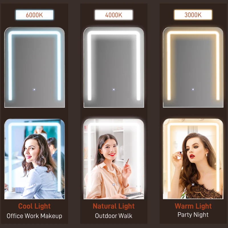 HOMCOM Makeup Vanity Table Set with 3 Colour LED Lighting Mirror, Stool, Drawers, Shelves, Dressing Table for Bedroom, White