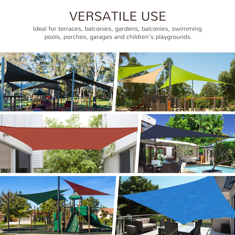 Outsunny 13' x 20' Sun Shade Sail Canopy Outdoor Shade Sail Cloth for Patio Deck Yard with D-Rings and Rope Included, Brown