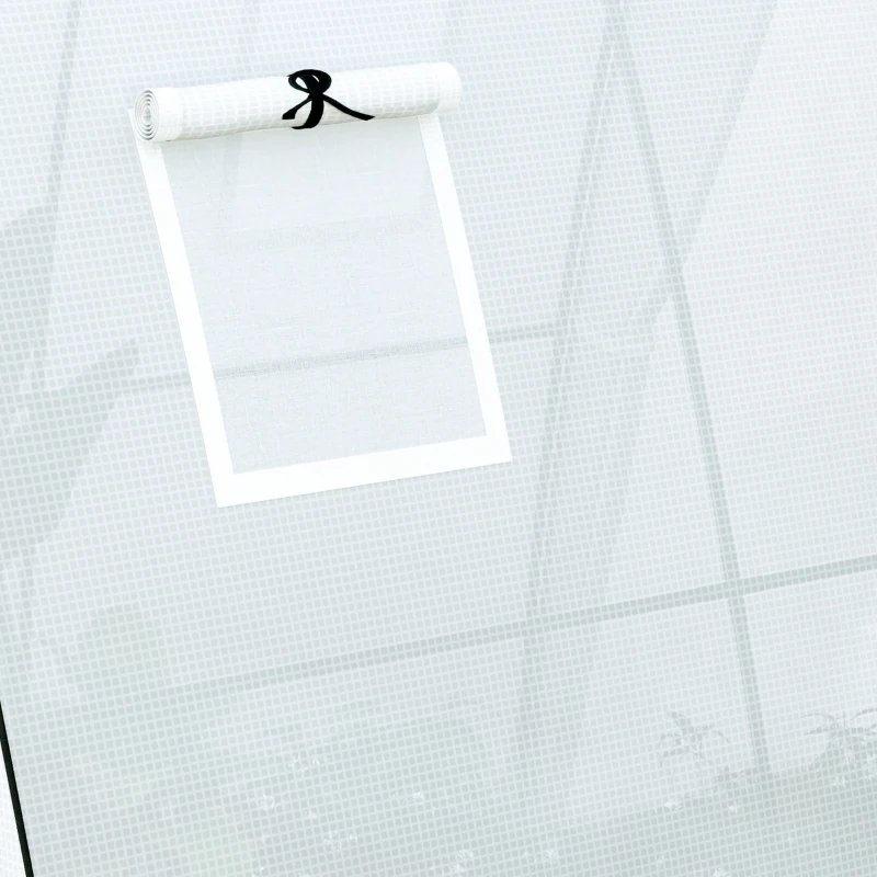 Outsunny Tunnel Hoop House Greenhouse with Sandbags and Hemmed PE Cover, 2 Doors and Screen Windows, 6' x 6' x 6.6', White