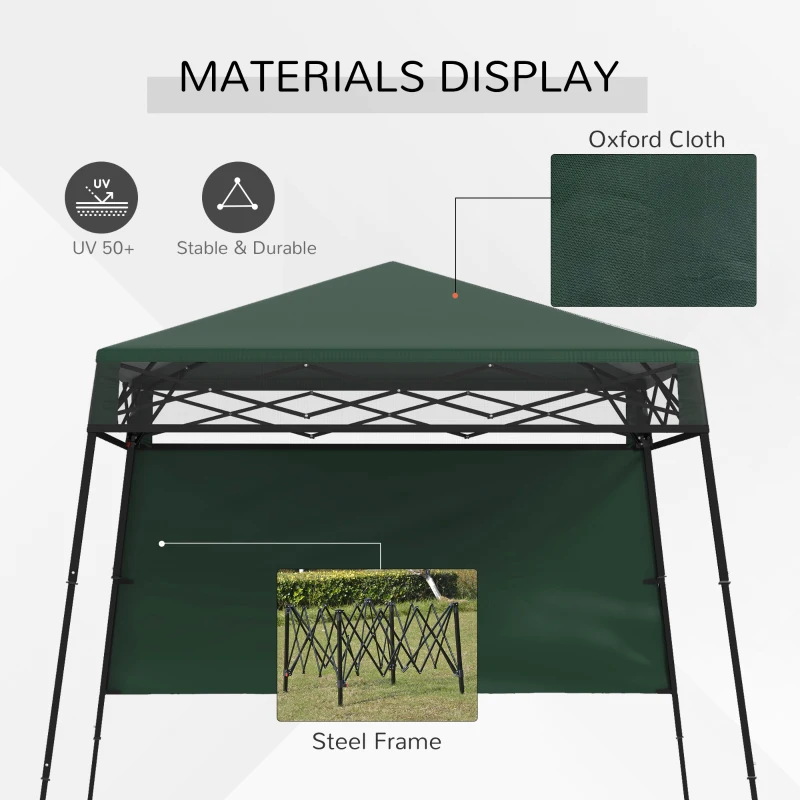 Outsunny 7' x 7' Pop Up Canopy Gazebo Tent with Backpack & Adjustable Legs, Green