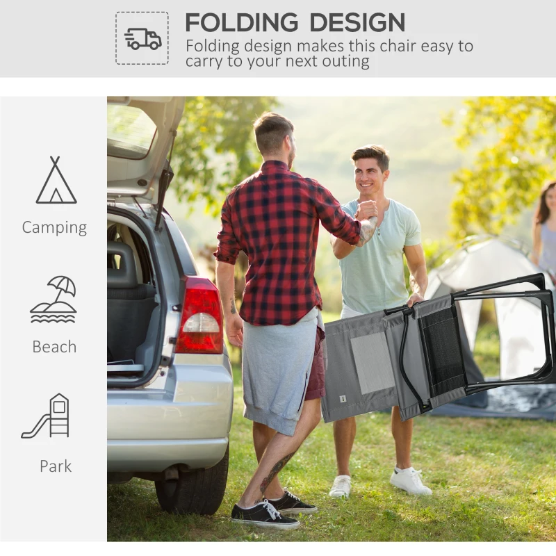 Outsunny Outdoor Folding Lawn Chair, Foldable Chair with Cushion, Armrest and Steel Frame for Poolside, Deck, Backyard