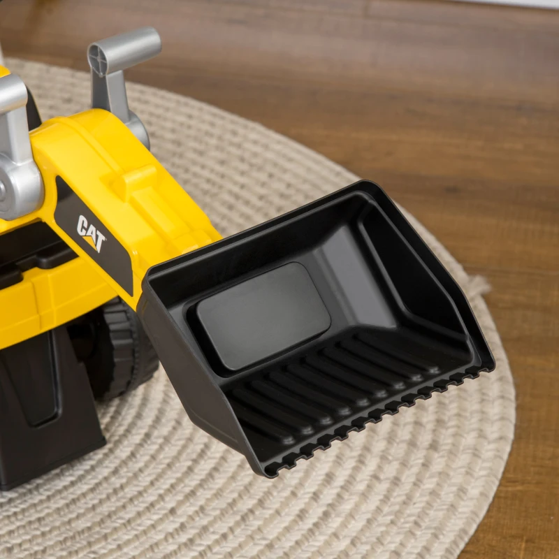 Aosom Caterpillar CAT Licensed Kids Ride on Excavator No Power Construction Vehicles with Manual Shovel, Horn, Hidden Storage