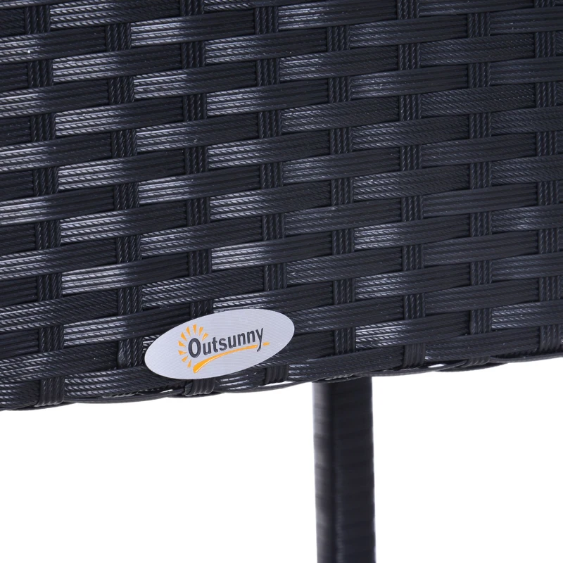 Outsunny 3 Piece Patio Bar Set Wicker Rattan Garden Bistro Set Barstool and Table for Patio Backyard Balcony Poolside, Black