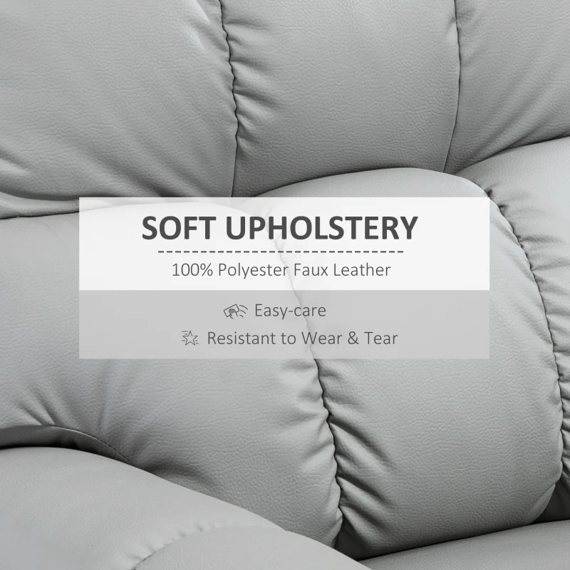 HOMCOM Rocker Recliner Chair with Overstuffed Back and Seat, Faux Leather Manual Reclining Chair with Footrest and 360 Swivel Rotation Base for Living Room, Gray