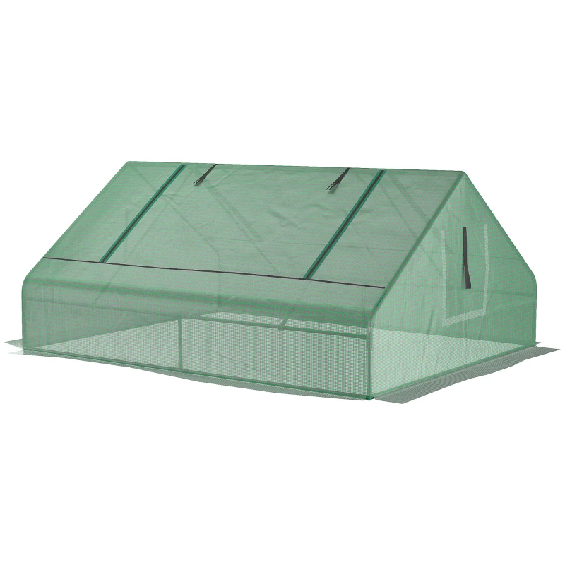 Outsunny 71" x 55" x 32" Mini Greenhouse Portable Hot House for Plants with 2 Large Windows and Ground Nails for Outdoor, Indoor, Garden, Gardening Kit, Green