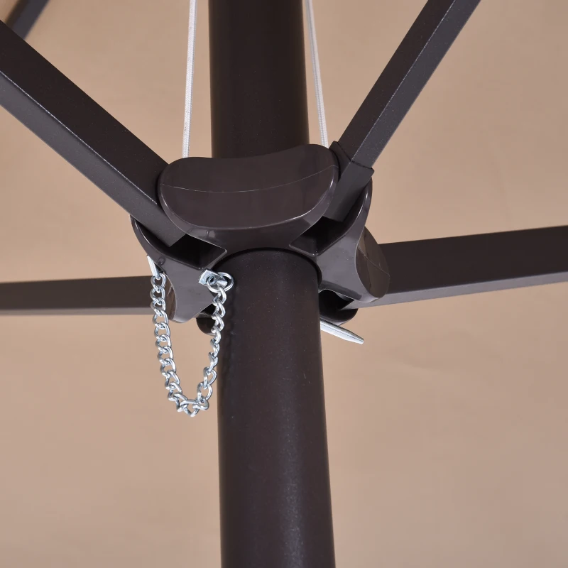 Outsunny 15'x 8.7' Outdoor Patio Umbrella with Twin Canopy Backyard Umbrella with Lift Crank Tan