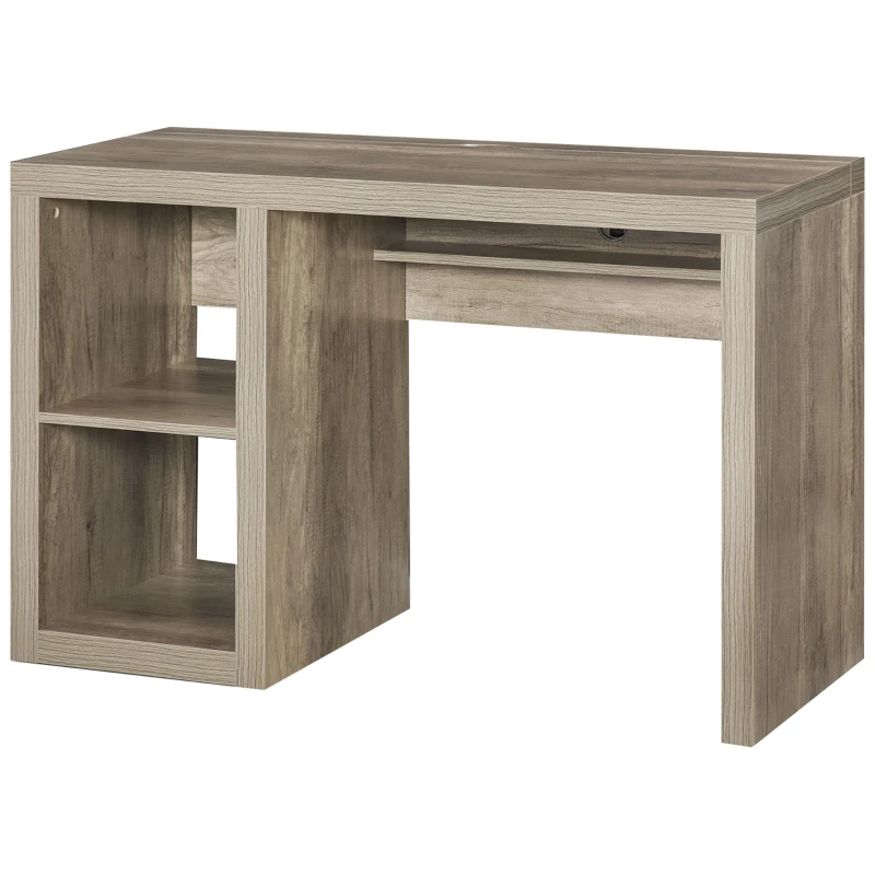 HOMCOM Rectangle Computer Desk with Thick Board and Display Shelves for Home Office Table Workstation, Natural Wood