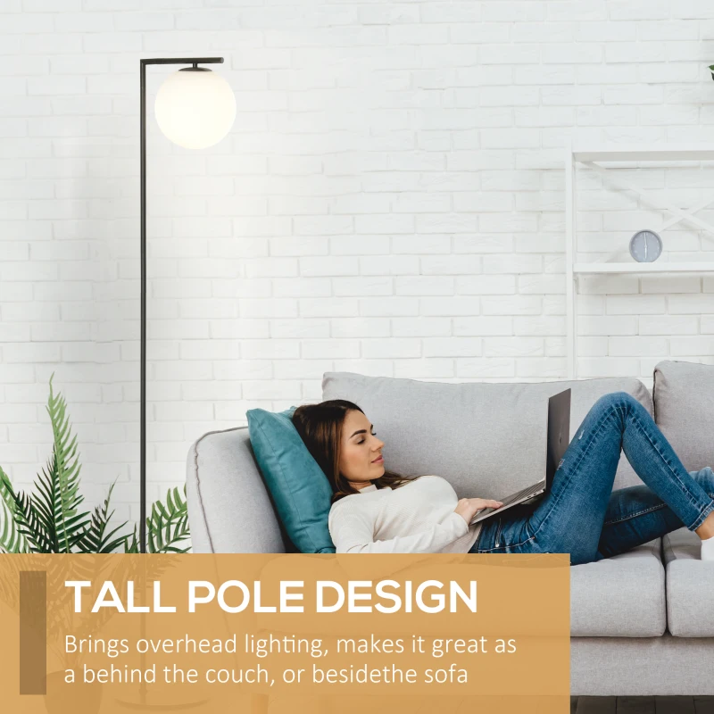 HOMCOM Metal Floor Lamp, Standing Light with 350° Adjustable Lampshade for Living Room, Bedroom, Office, Black