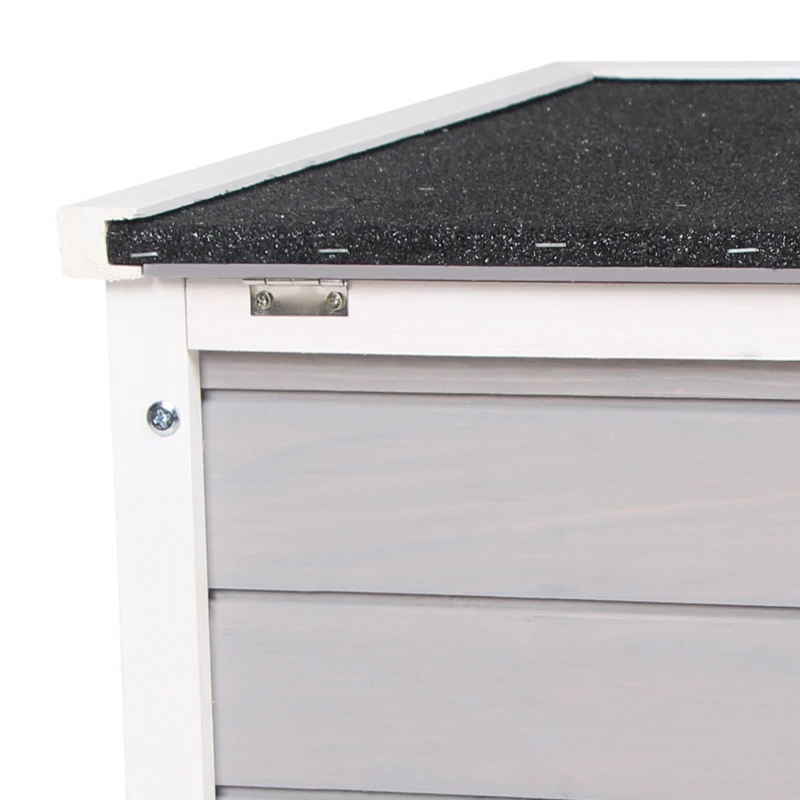 PawHut Small Wooden Rabbit Hutch Bunny Cage Guinea Pig Cage Duck House Dog House with Openable & Waterproof Roof, for Rabbits, Chickens, Ducks, Gray