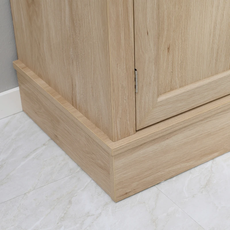 HOMCOM Modern Freestanding Kitchen Pantry Cabinet Cupboard with Doors Open Shelves Adjustable Shelving Microwave Space, Oak