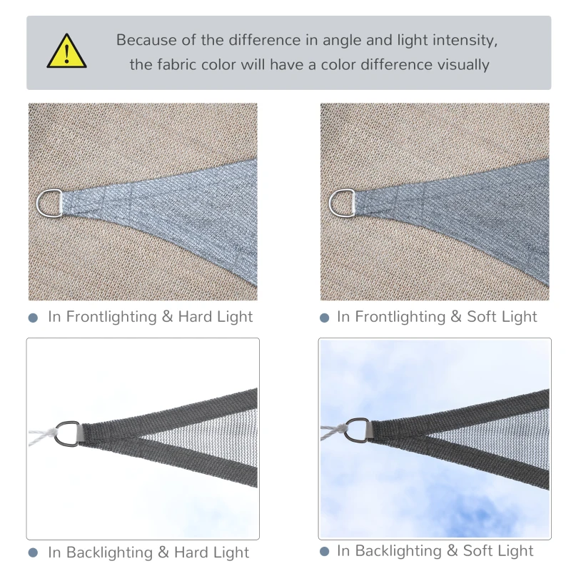 Outsunny Triangle 12' Canopy Sun Sail Shade Garden Cover UV Protector Outdoor Patio Lawn Shelter with Carrying Bag, Grey