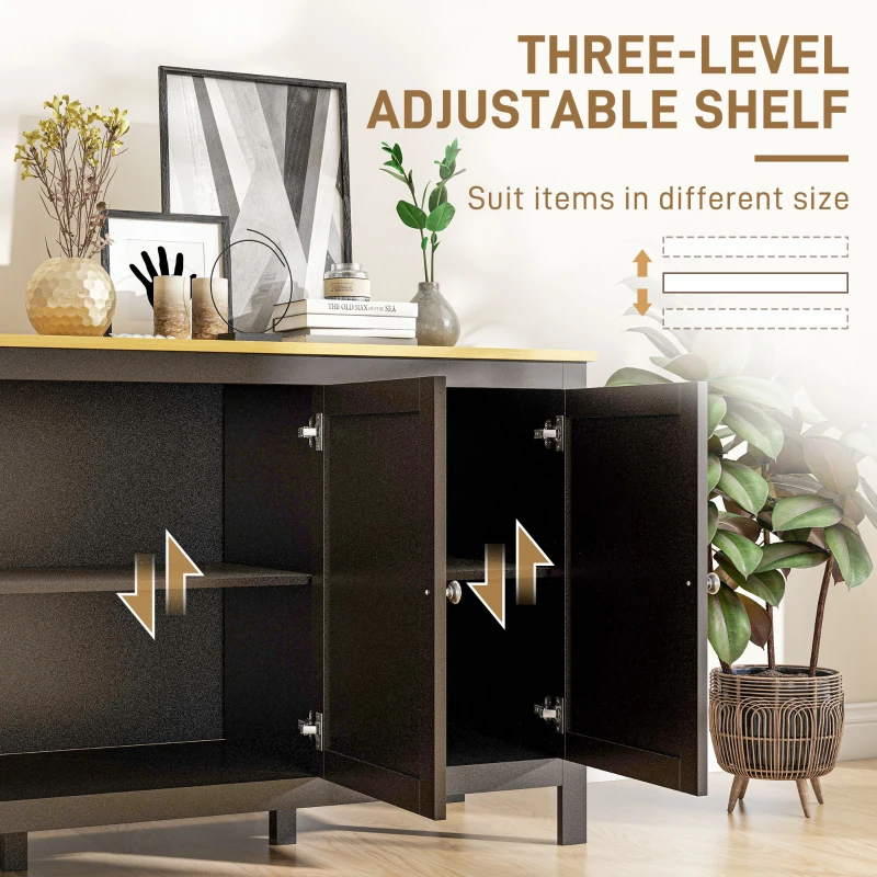 HOMCOM Sideboard, Buffet Cabinet with Doors and Adjustable Shelves for Living Room, Entryway, Black and Natural