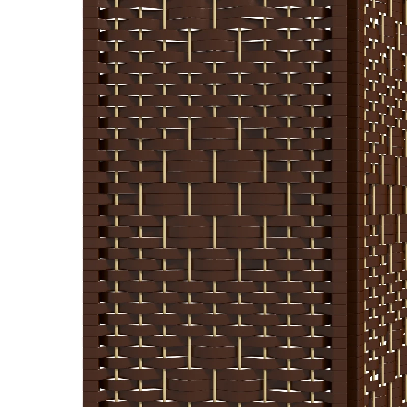 HOMCOM 6 Panel Folding Room Divider Portable Privacy Screen Wave Fiber Room Partition for Home Office Brown