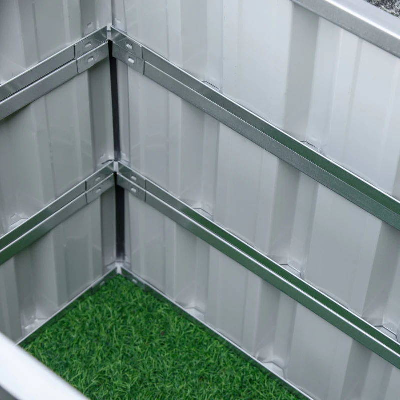 Outsunny 3 Tier Raised Garden Bed Outdoor Metal Patio Planter Box with Gloves,  4' x 4' x 2' for Backyard, Patio to Grow Vegetables, Herbs, and Flowers, Gray